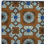 Medallions & Window Panes Reversible Panama Silk Pocket Square in Brown, Blue & Teal