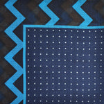 Dots & Chevrons Wool Silk & Pocket Square in Blue, Navy & Brown