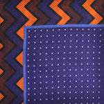 Dots & Chevrons Wool & Silk Pocket Square in Purple, Orange & Brown
