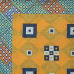 Geo's & Medallions & Florets Reversible Panama Silk Pocket Square in Orange, Blue & Teal