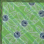 Flowers & Stripes Reversible Panama Silk Pocket Square in Green, Navy Blue & Brown