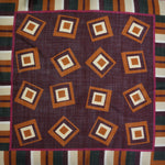 Stripes & Geometrics Wool & Silk Pocket Square in Claret, Ochre & Green