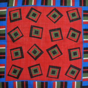Stripes & Geometrics Wool & Silk Pocket Square in Red, Green & Blue