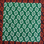 Diamonds.. (or Wonky Squares) Wool & Silk Pocket Square in Green & Ochre
