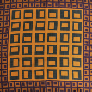 Geometric Squares Wool Silk & Pocket Square in Green, Claret & Ochre