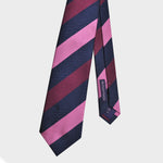 Stripes in Navy Blue, Claret & Pink Reppe Silk Tie