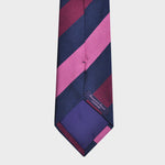 Stripes in Navy Blue, Claret & Pink Reppe Silk Tie