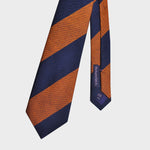 Stripes in Navy Blue & Ochre Tussah Silk Tie