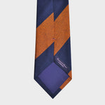 Stripes in Navy Blue & Ochre Tussah Silk Tie