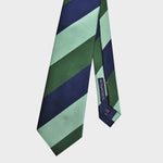 Stripes in Navy Blue, Green & Sea Green Reppe Silk Tie