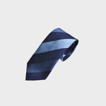 Stripes in Navy Blue, Mid Blue & Light Blue Reppe Silk Tie