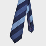 Stripes in Navy Blue, Mid Blue & Light Blue Reppe Silk Tie
