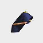 Stripes in Navy Blue & Mellow Yellow & Ochre Reppe Silk Tie