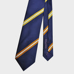 Stripes in Navy Blue & Mellow Yellow & Ochre Reppe Silk Tie