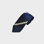Stripes in Navy Blue, Grey & White Reppe Silk Tie