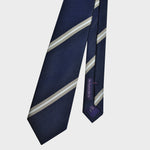 Stripes in Navy Blue, Grey & White Reppe Silk Tie