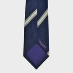 Stripes in Navy Blue, Grey & White Reppe Silk Tie