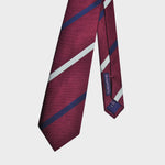Reppe Stripes in Navy Blue & White on Claret Tussah Silk Tie
