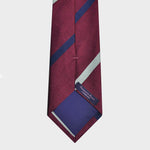 Reppe Stripes in Navy Blue & White on Claret Tussah Silk Tie
