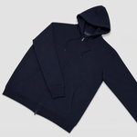 Cotton Zip-up Hooded Jumper in Dark Navy Blue