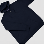 Cotton Zip-up Hooded Jumper in Dark Navy Blue