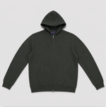 Cotton Zip-up Hooded Jumper in Dark Olive Green