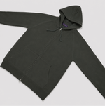 Cotton Zip-up Hooded Jumper in Dark Olive Green