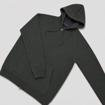 Cotton Zip-up Hooded Jumper in Dark Olive Green