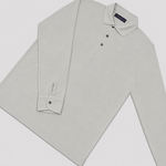 Long Sleeved Super Fine Cotton Polo in Light Grey