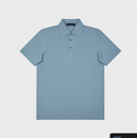 Fine Pique Cotton Polo Shirt in Light Blue