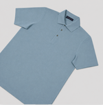 Fine Pique Cotton Polo Shirt in Light Blue