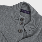 Wool Bomber Cardigan with Ribbed Sleeves & Collar in Grey