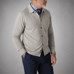 Cotton Cardigan Blazer in Light Brown