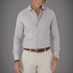 Semi Spread Collar Linen Shirt in Ecru