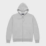Cotton Zip-up Hooded Jumper in Light Grey