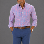 Pink, Blue & White Gingham Check Button Down Shirt