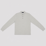 Long Sleeved Super Fine Cotton Polo in Light Grey