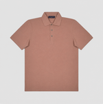 Fine Pique Cotton Polo Shirt in Dark Peach