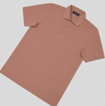 Fine Pique Cotton Polo Shirt in Dark Peach