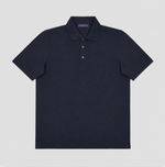 Fine Pique Cotton Polo Shirt in Navy Blue
