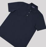 Fine Pique Cotton Polo Shirt in Navy Blue