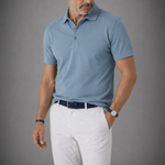 Fine Pique Cotton Polo Shirt in Light Blue