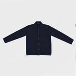 Cotton Cardigan Blazer with Breast Pocket in Dark Navy