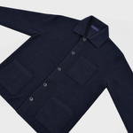 Cotton Cardigan Blazer with Breast Pocket in Dark Navy