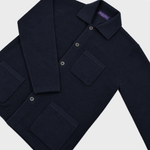 Cotton Cardigan Blazer with Breast Pocket in Dark Navy