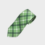 Summer Plaid Silk & Linen Tie in Green