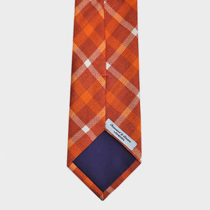 Summer Plaid Silk & Linen Tie in Orange
