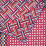 Dots & Geo's Reversible Panama Silk Pocket Square in Pink & Blue & Brown