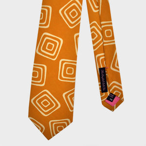 The Groovy Square Silk Tie in Sunset Orange & White