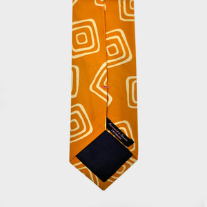 The Groovy Square Silk Tie in Sunset Orange & White